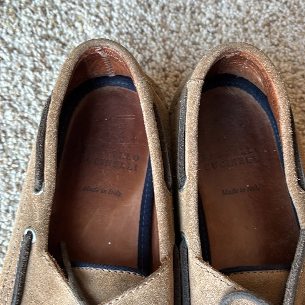 Brunello Cucinelli Men’s Brown Suede Moc Toe Boat Shoes Made in Italy US 9.5-10 - Picture 6 of 8
